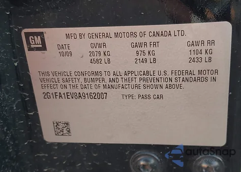 2010 Chevrolet Camaro 1Ls from USA, damaged, VIN 2G1FA1EV8A9162007